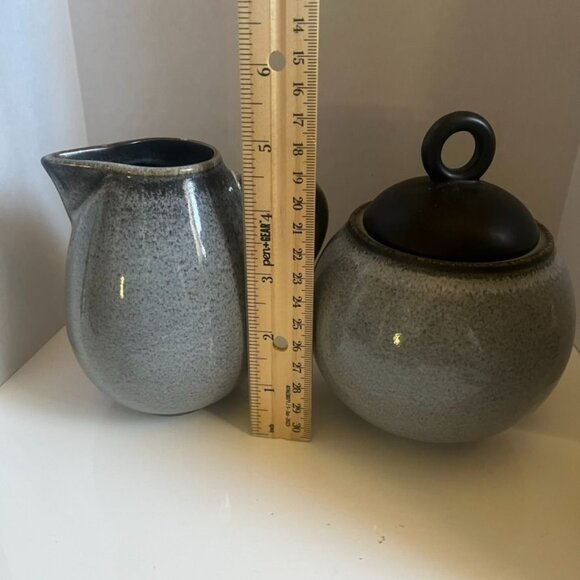 Vtg Jars Tourron Gris Creamer & Sugar Set With Lid, Mid Century Modern France - Picture 7 of 7